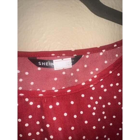 Shein Red Polka Dot Blouse Top Lightweight Casual Cute size small - Picture 7 of 7